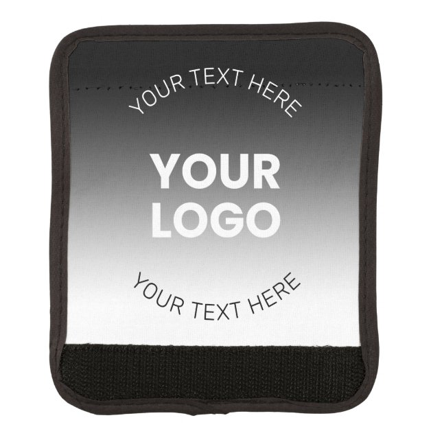 Your Logo | Modern Editable Black & White Gradient Luggage Handle Wrap (Front)