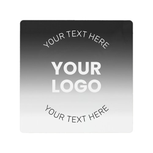 Your Logo  Modern Editable Black  White Gradient Metal Print