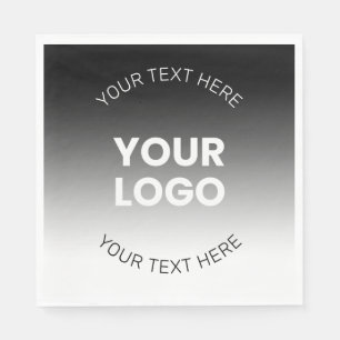Your Logo Modern Editable Black & White Gradient Napkins
