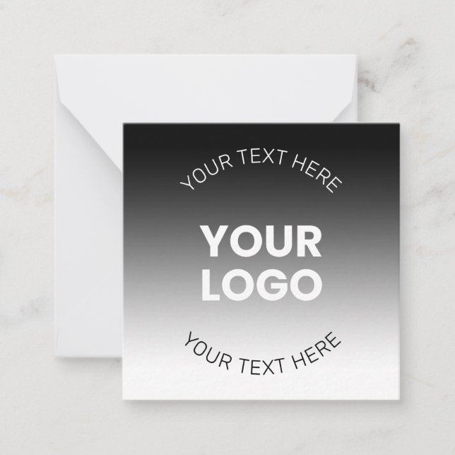 Your Logo | Modern Editable Black & White Gradient Note Card (Front)