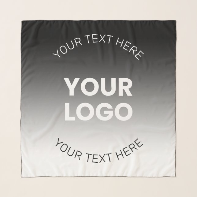 Your Logo | Modern Editable Black & White Gradient Scarf (Front)