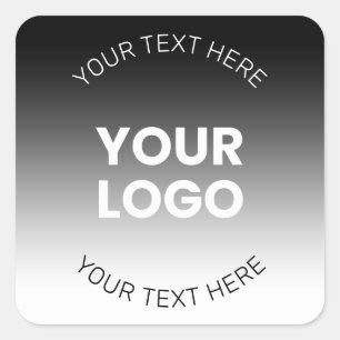 Your Logo Modern Editable Black & White Gradient Square Sticker