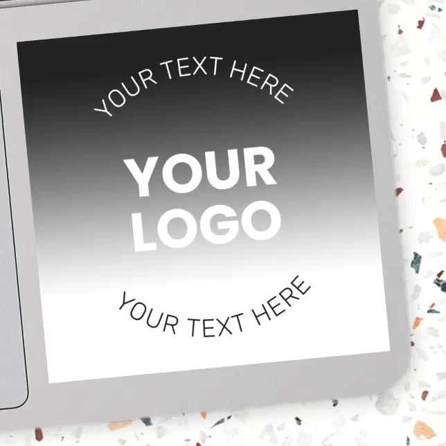 Your Logo | Modern Editable Black & White Gradient Sticker | Zazzle