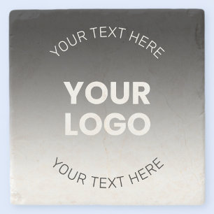 Your Logo Modern Editable Black & White Gradient Stone Coaster