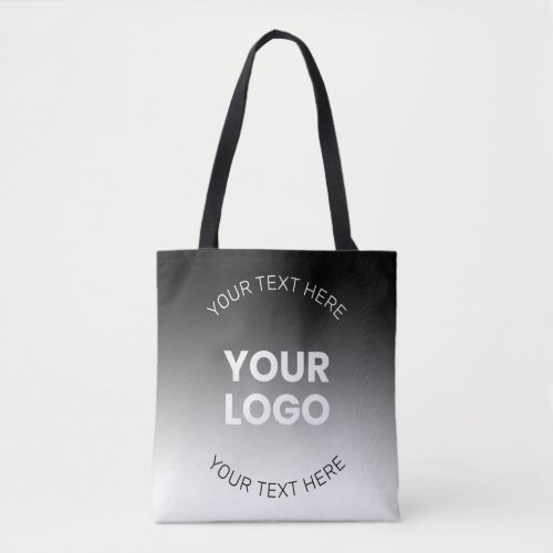 Your Logo  Modern Editable Black  White Gradient Tote Bag