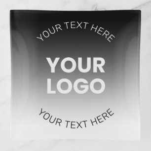Your Logo Modern Editable Black & White Gradient Trinket Tray