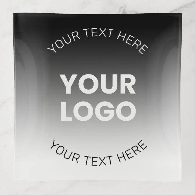 Your Logo | Modern Editable Black & White Gradient Trinket Tray (Front)
