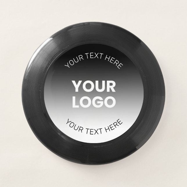Your Logo | Modern Editable Black & White Gradient Wham-O Frisbee (Front)