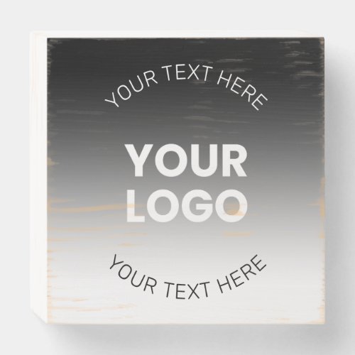 Your Logo  Modern Editable Black  White Gradient Wooden Box Sign