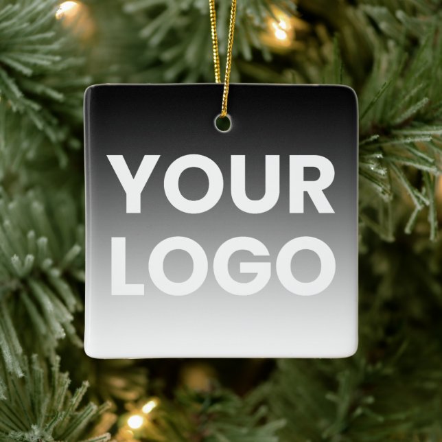 Your Logo & Modern Editable Color Gradient Ceramic Ornament (Tree)
