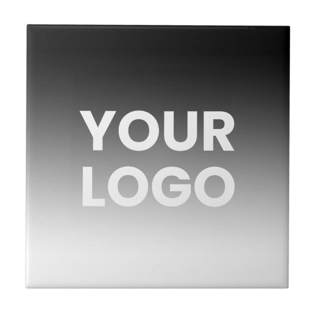 Your Logo & Modern Editable Color Gradient Ceramic Tile (Front)