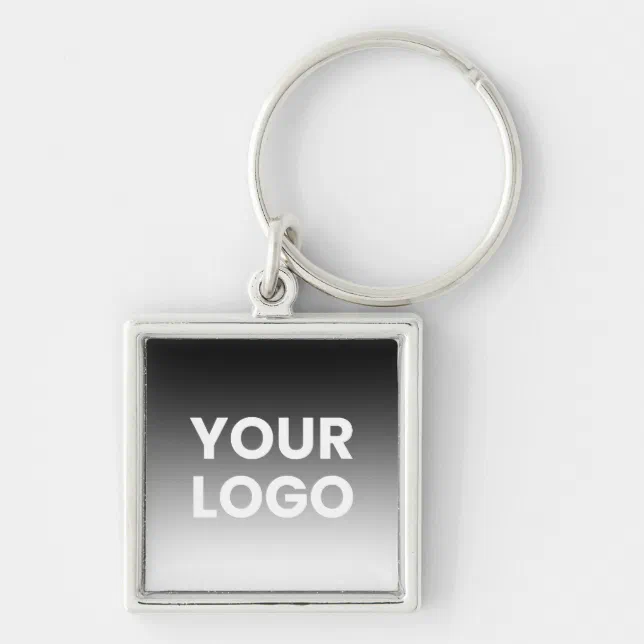 Your Logo & Modern Editable Color Gradient Keychain | Zazzle