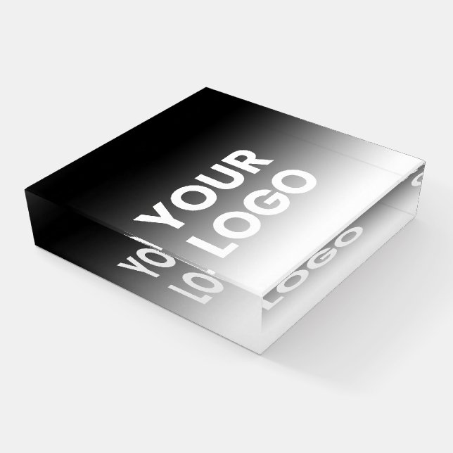 Your Logo & Modern Editable Color Gradient Paperweight (Angled)