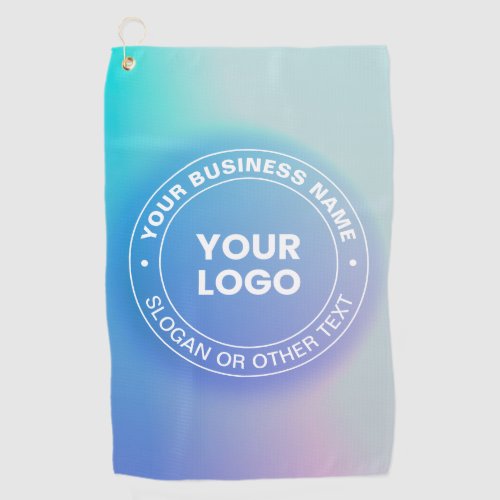 Your Logo  Modern Fading Color Ombre  White Text Golf Towel