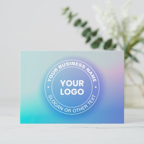 Your Logo  Modern Fading Color Ombre  White Text Note Card