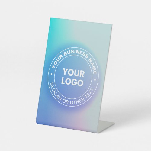 Your Logo  Modern Fading Color Ombre  White Text Pedestal Sign