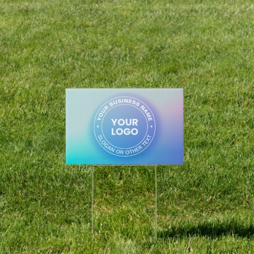 Your Logo  Modern Fading Color Ombre  White Text Sign