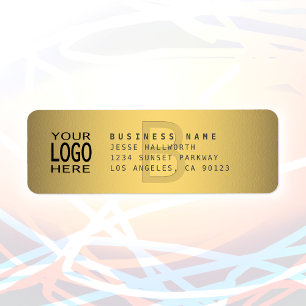 Your Logo & Modern Faux Gold Return Address Label