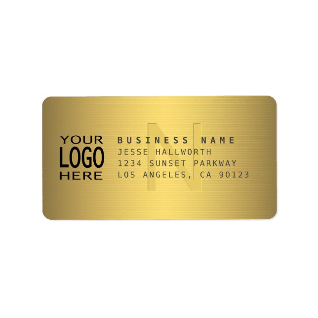 Your Logo & Modern Faux Gold V2 Return Address Label (Front)