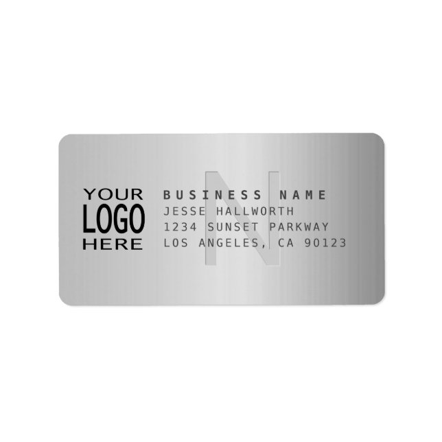 Your Logo & Modern Faux Metal Return Address Label (Front)
