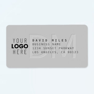 Your Logo & Modern Gray Return Address Label