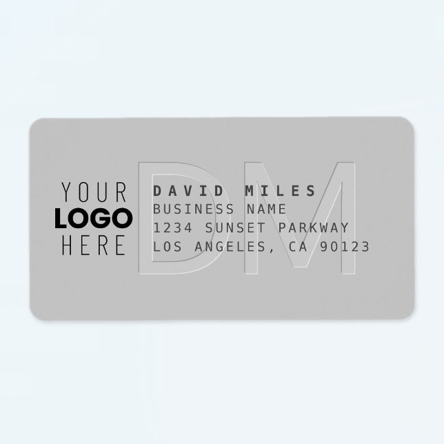 Your Logo & Modern Gray Return Address Label (Creator Uploaded)
