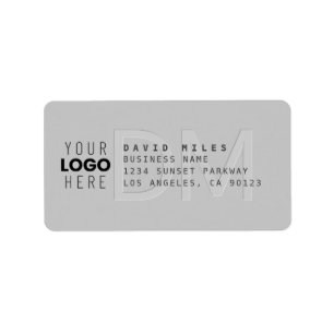 Your Logo & Modern Gray Return Address Label