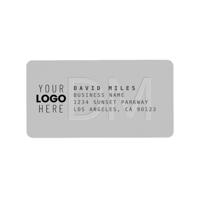 Your Logo & Modern Gray Return Address Label (Front)