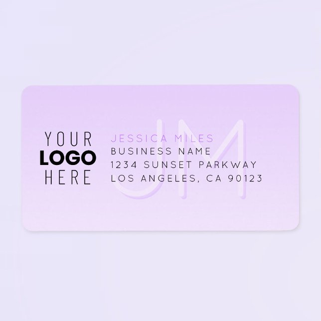 Your Logo & Modern Purple Ombre Return Address  Label (Creator Uploaded)
