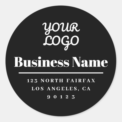 Your Logo Modern Return Address Black  White Classic Round Sticker