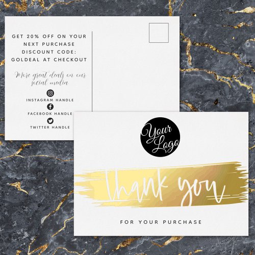 Your Logo Modern Rose Gold Thank You Discount Card