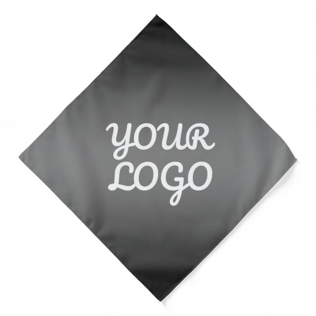 Your Logo & Modern Simple Ombre | Dark Gray Bandana (Front)