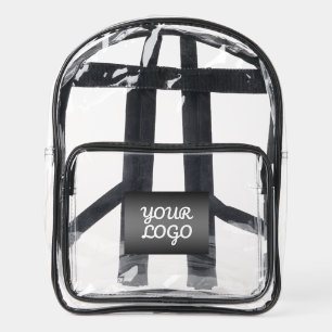 Your Logo & Modern Simple Ombre   Dark Gray Clear Backpack