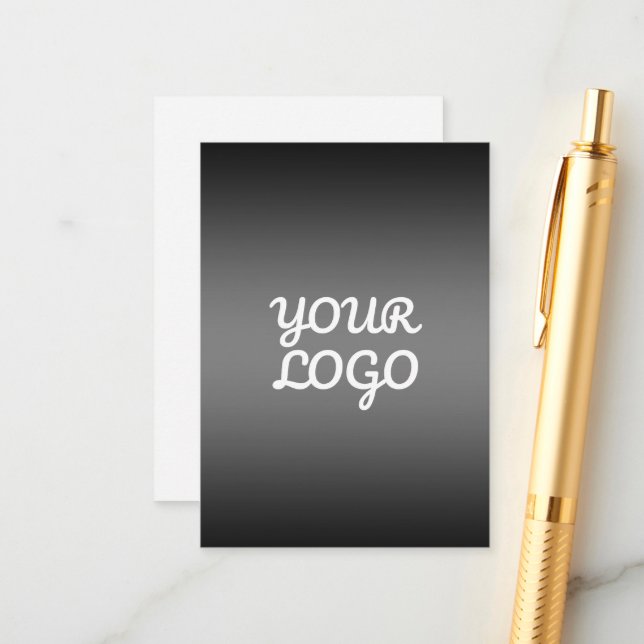 Your Logo & Modern Simple Ombre | Dark Gray Enclosure Card (Front/Back In Situ)