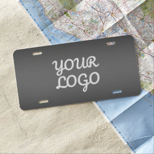 Your Logo & Modern Simple Ombre   Dark Gray License Plate
