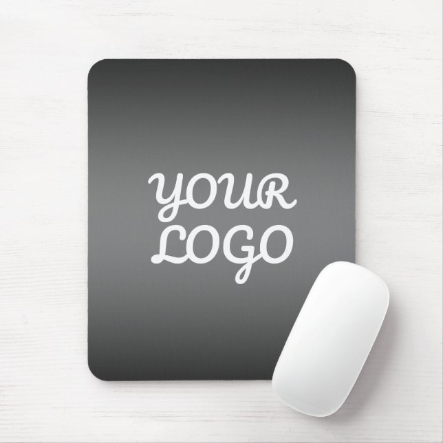 Your Logo & Modern Simple Ombre | Dark Gray Mouse Pad (With Mouse)