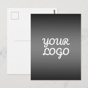 Your Logo & Modern Simple Ombre Dark Gray Postcard