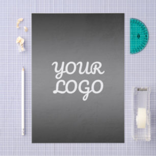Your Logo & Modern Simple Ombre   Dark Gray Tissue Paper