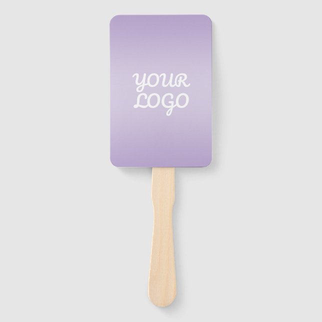 Your Logo & Modern Simple Ombre | Lavender Hand Fan (Front)