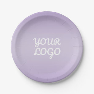 Your Logo & Modern Simple Ombre   Lavender Paper Plates