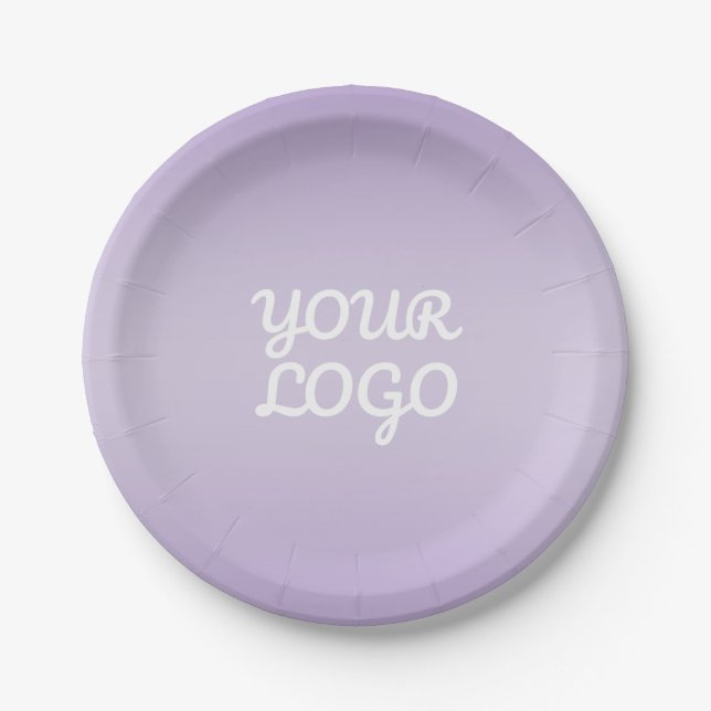 Your Logo & Modern Simple Ombre | Lavender Paper Plates (Front)