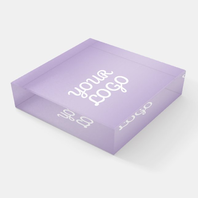 Your Logo & Modern Simple Ombre | Lavender Paperweight (Angled)