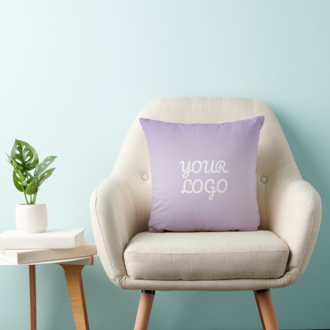 Your Logo & Modern Simple Ombre | Lavender Throw Pillow (Chair)