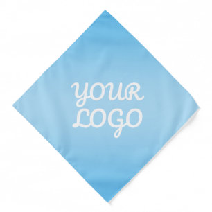 Your Logo & Modern Simple Ombre   Light Blue Bandana