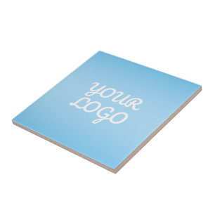 Your Logo & Modern Simple Ombre Light Blue Ceramic Tile