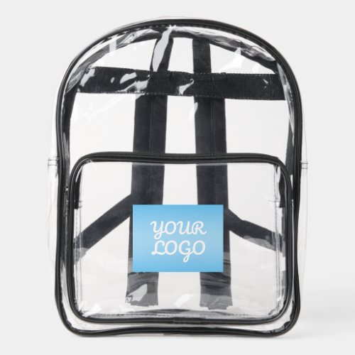 Your Logo & Modern Simple Ombre | Light Blue Clear Backpack