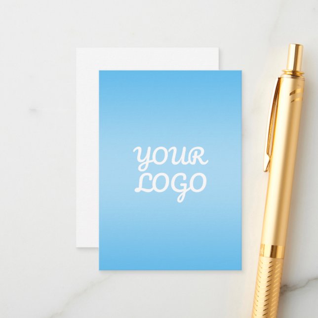 Your Logo & Modern Simple Ombre | Light Blue Enclosure Card (Front/Back In Situ)