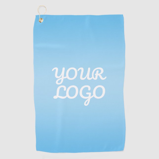 Your Logo & Modern Simple Ombre | Light Blue Golf Towel (Front)