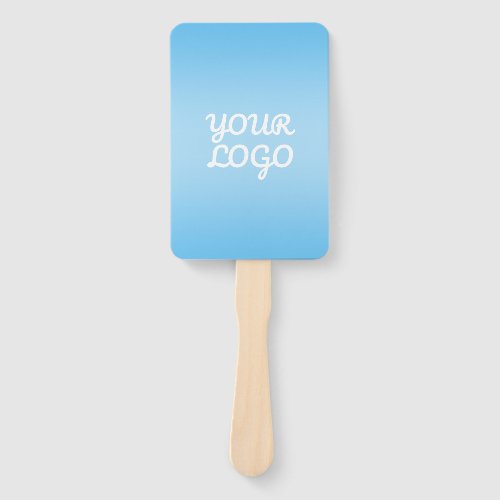 Your Logo & Modern Simple Ombre | Light Blue Hand Fan