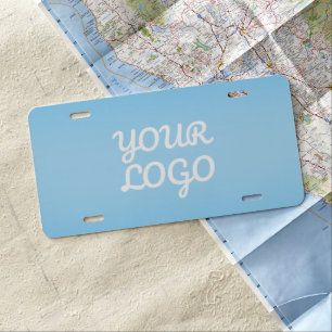 Your Logo & Modern Simple Ombre   Light Blue License Plate